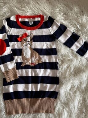 Gymboree Navy & White Striped Sweater Dress/Tunic with Red Trim
